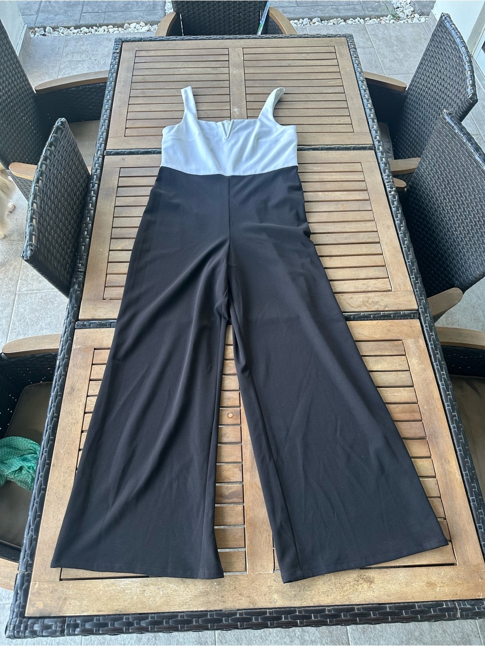 Express Two-Tone Wide Leg Jumpsuit — Black & Light Blue